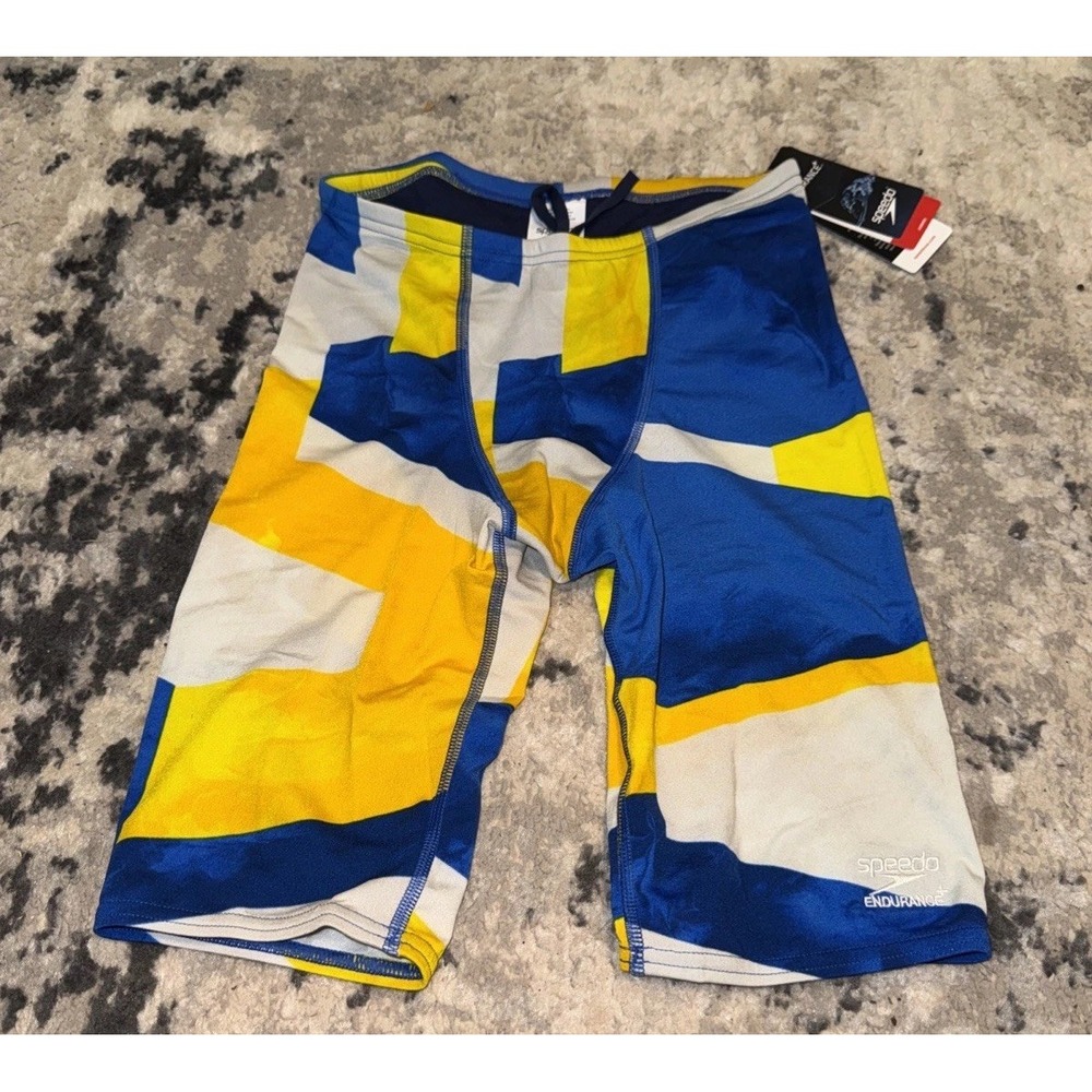Speedo Endurance Mens Big Boys Jammer Swim Shorts Navy/Gold Size 30 Competition